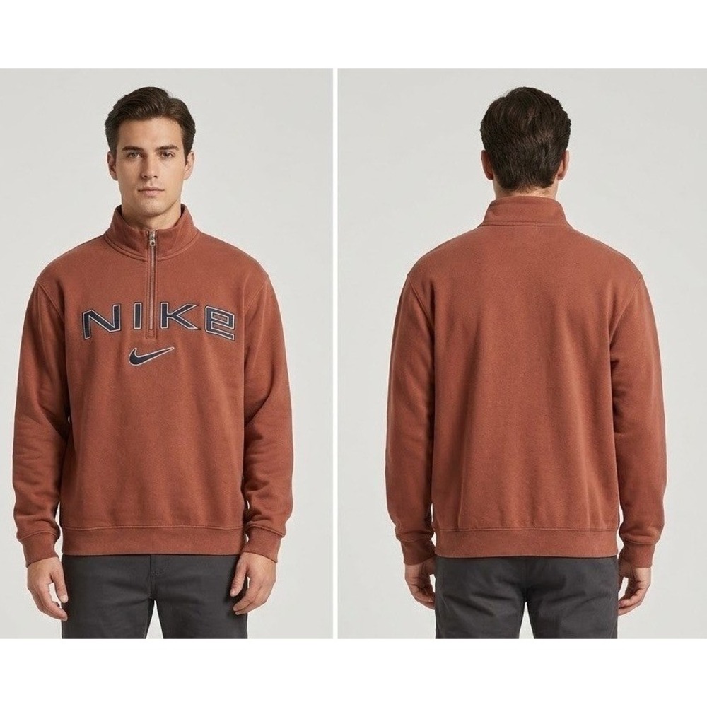 Nike Mens Quarter-Zip Sweatshirt Terra Cotta Embroidered Logo Size S